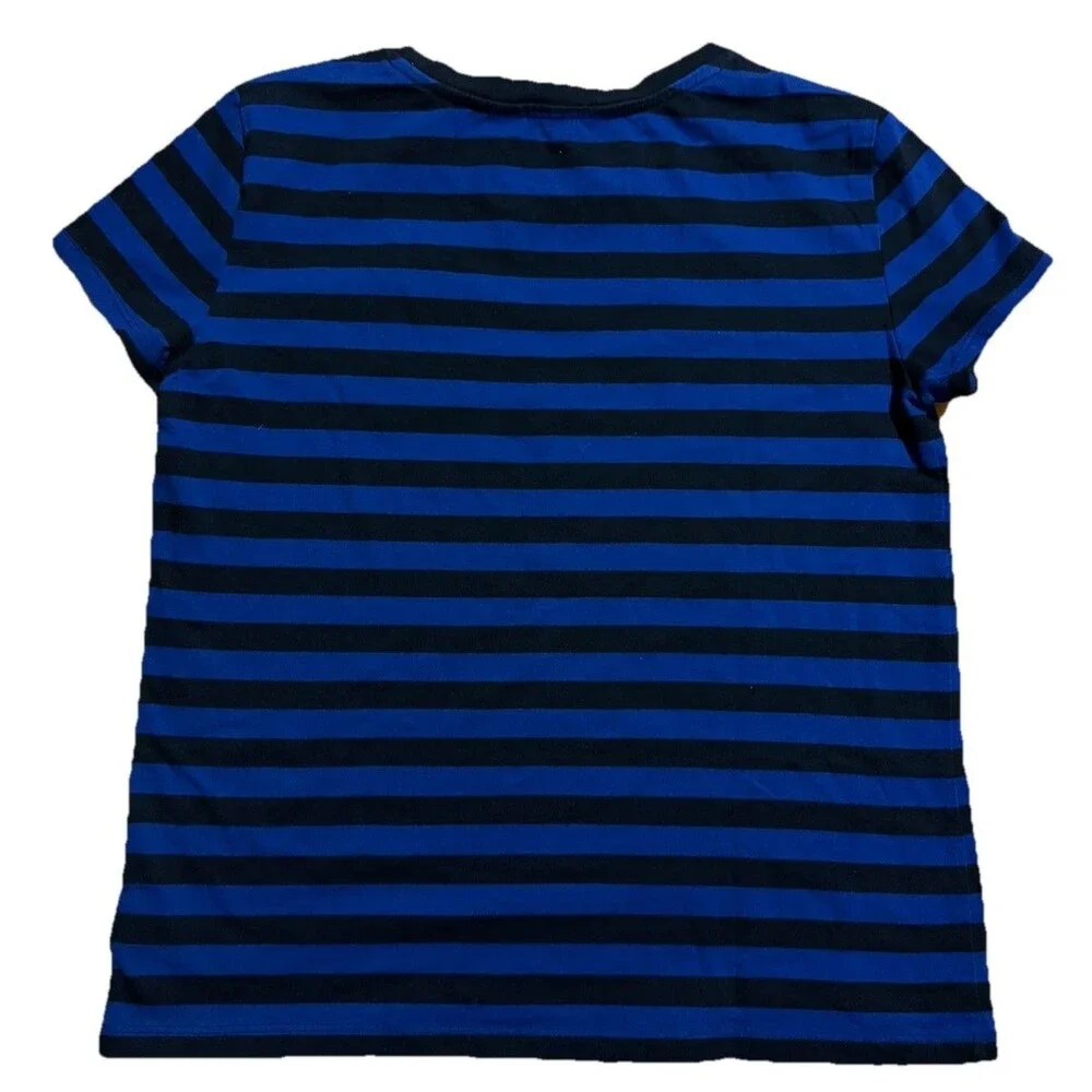 Polo Ralph Lauren Youth XL 16 Striped Tee Blue Black Pocket‎ Shirt Girls Casual